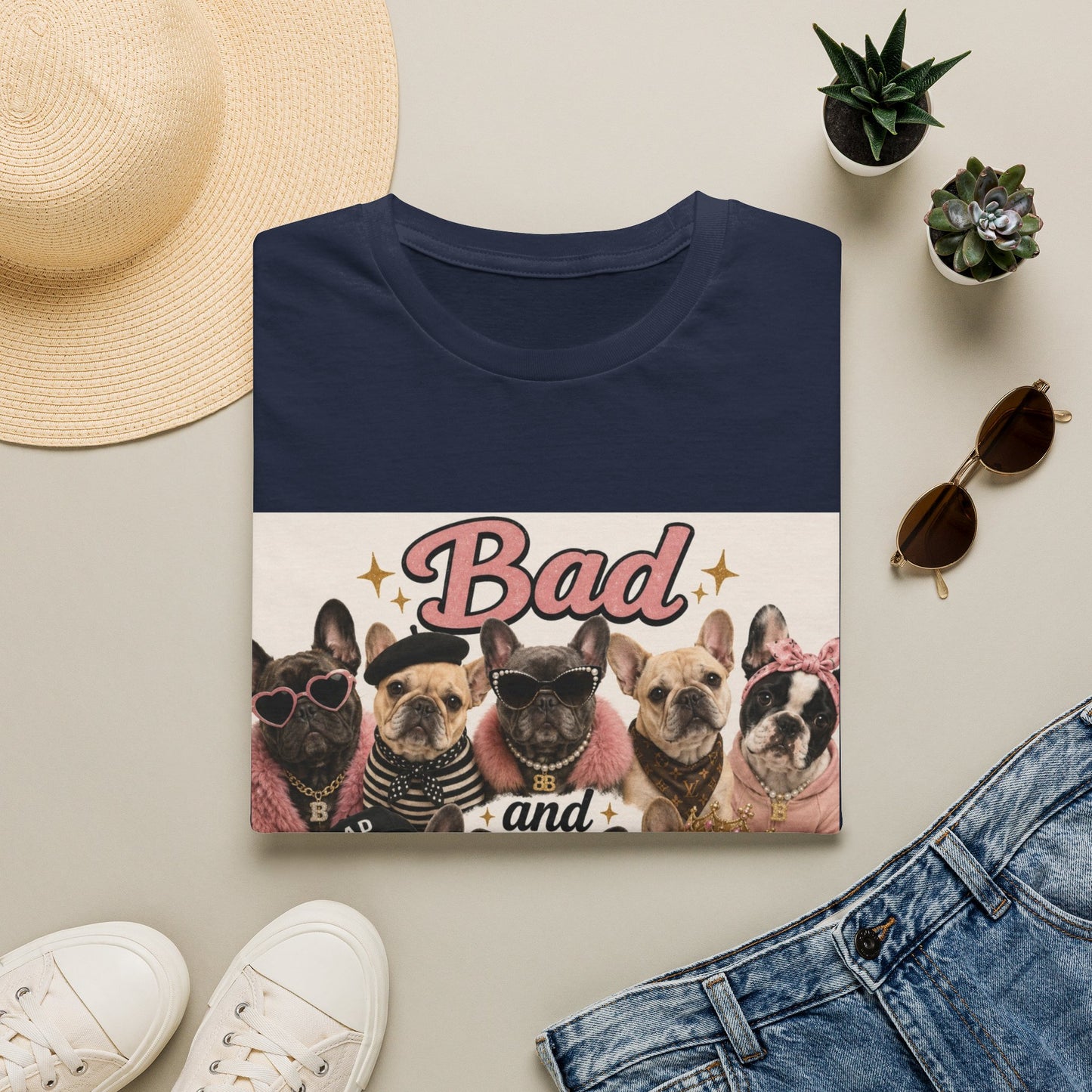 Bad and Boujee Dogs T-Shirt | Cute French Bulldog Pug Portraits