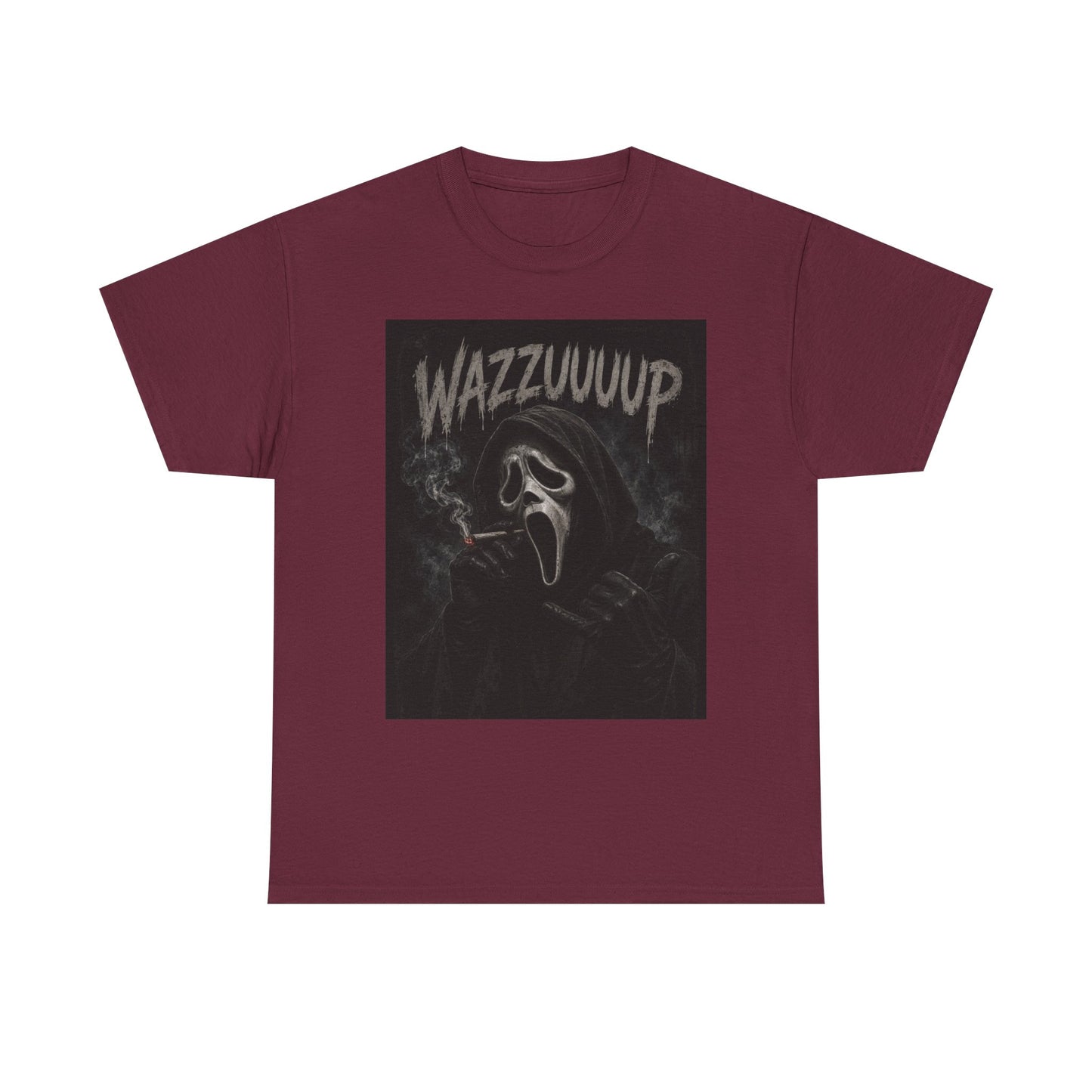 Wazzzuuup Ghost Face Tee | Horror Movie Mask T-Shirt