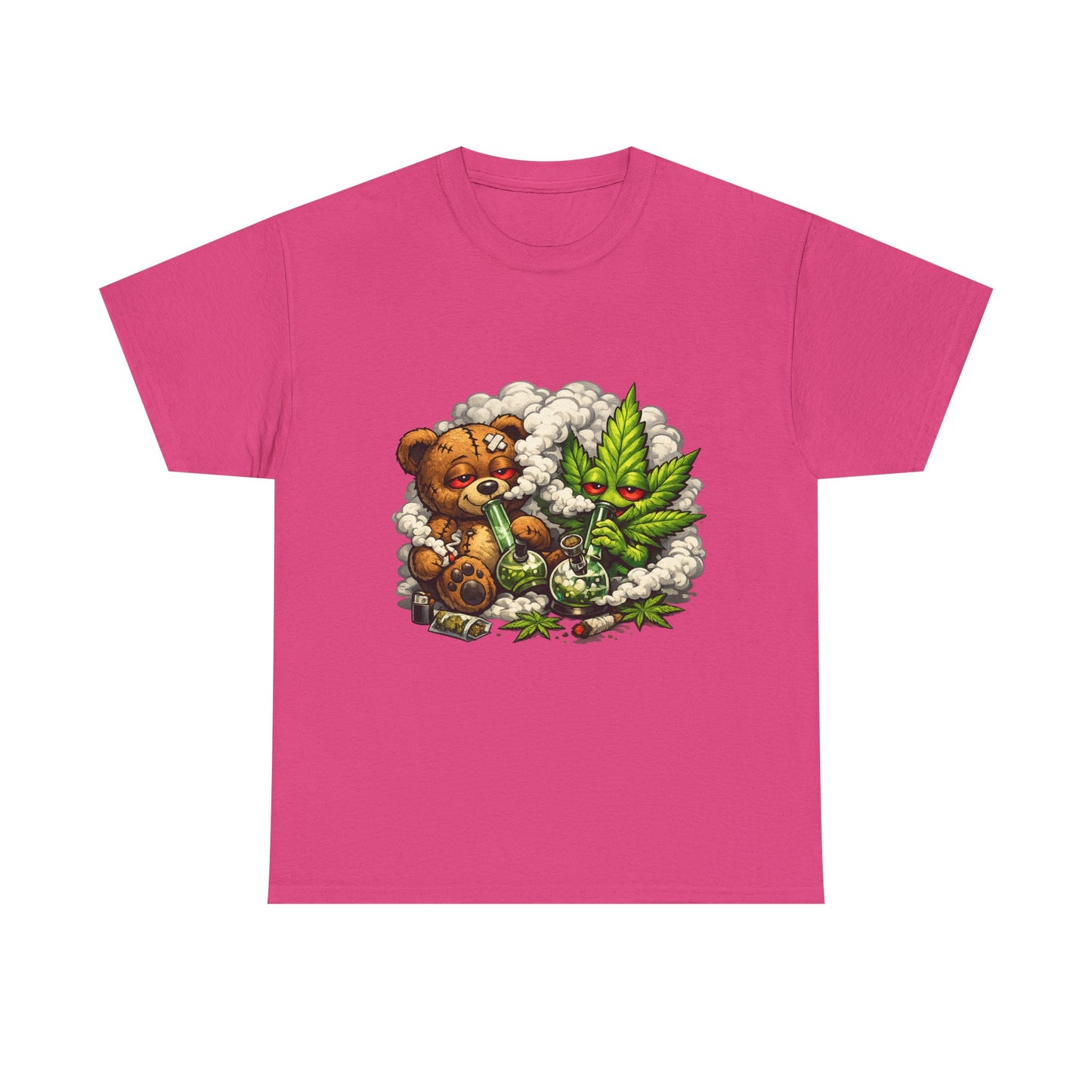 Teddy Bear and Cannabis Leaf T-Shirt | Cute Stoner Graphic Tee