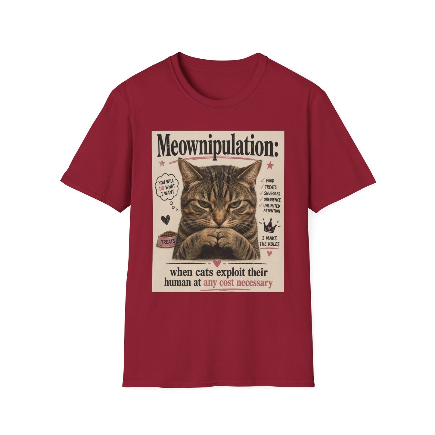 Meownipulation cat design T-Shirt | Funny Tabby Cat Illustration