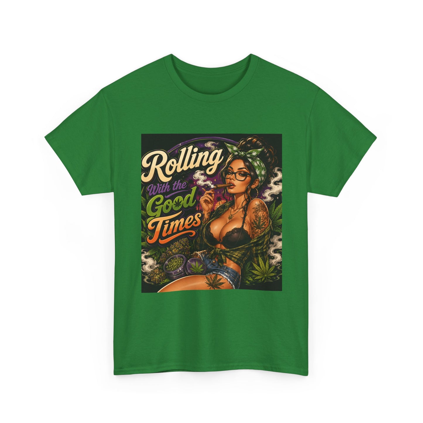 Rolling Good Times tee | Retro Pinup Cannabis Graphic T-Shirt