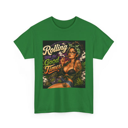 Rolling Good Times tee | Retro Pinup Cannabis Graphic T-Shirt