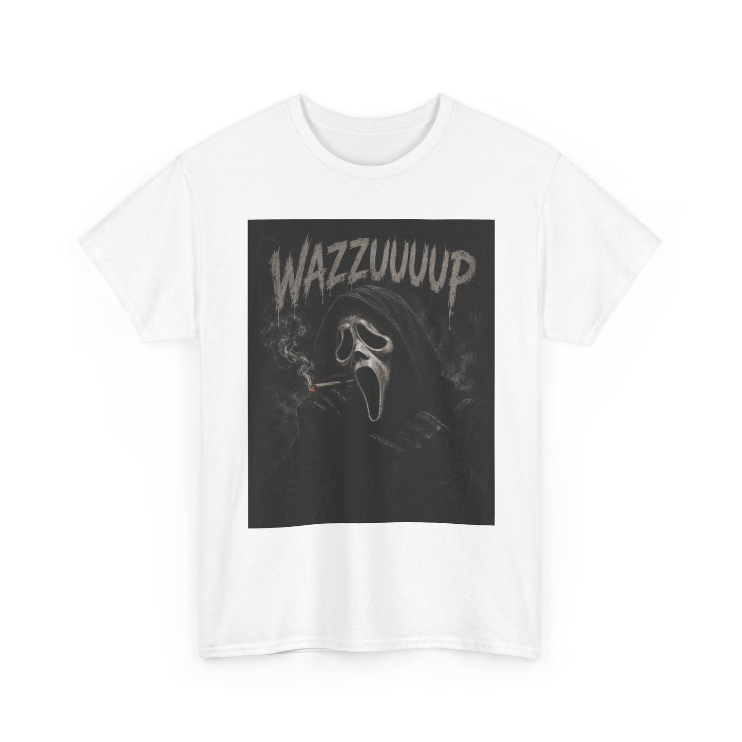 Wazzzuuup Ghost Face Tee | Horror Movie Mask T-Shirt