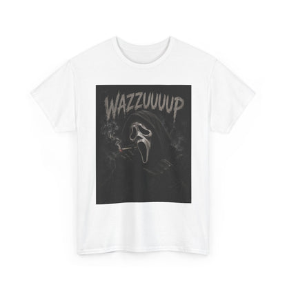 Wazzzuuup Ghost Face Tee | Horror Movie Mask T-Shirt