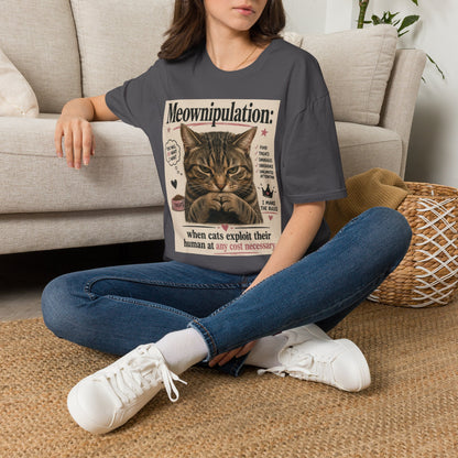 Meownipulation cat design T-Shirt | Funny Tabby Cat Illustration