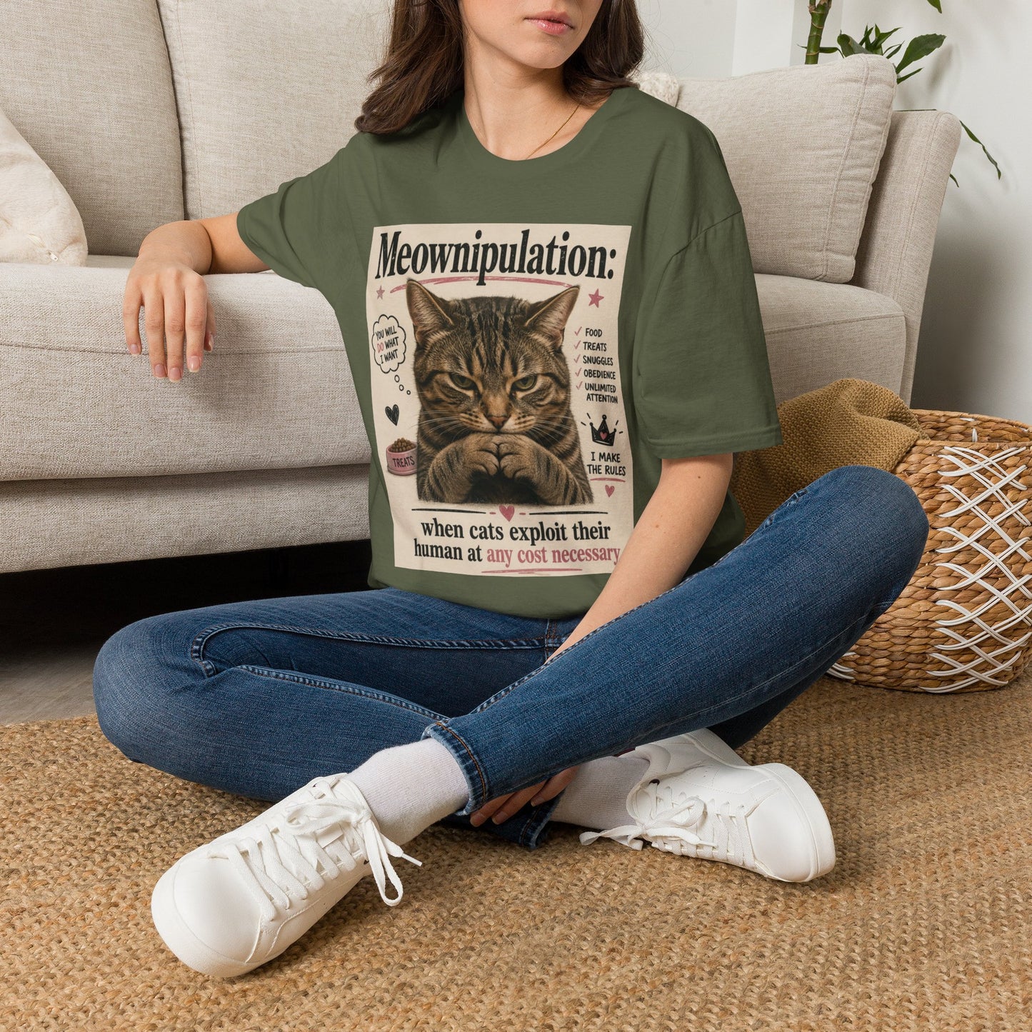 Meownipulation cat design T-Shirt | Funny Tabby Cat Illustration