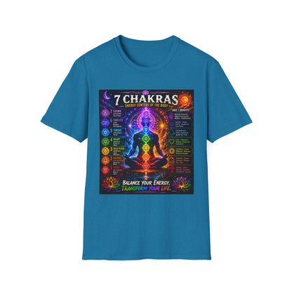 7 Chakras Energy Centers T-Shirt | Chakra Alignment Illustration
