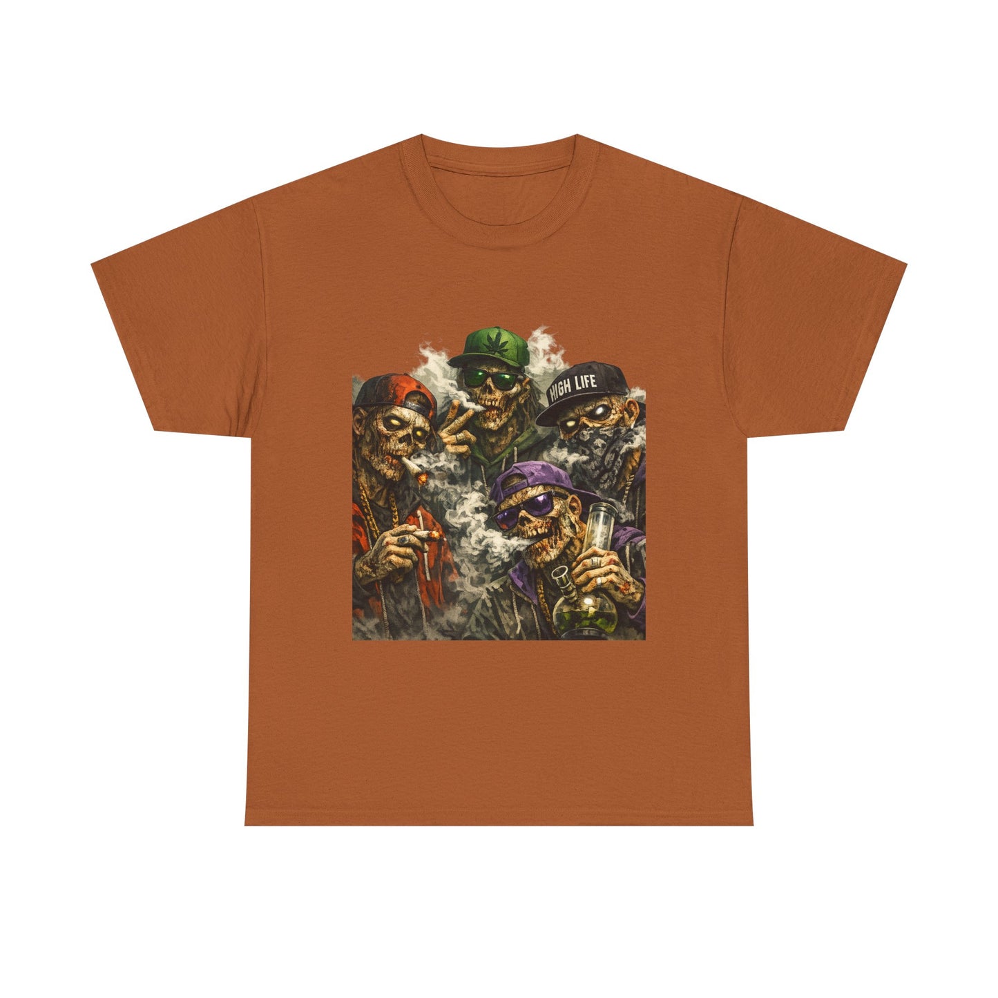 Smoking Zombie Crew Tee | Skeleton Gang Illustration, Streetwear Horror