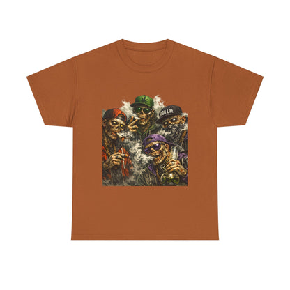 Smoking Zombie Crew Tee | Skeleton Gang Illustration, Streetwear Horror