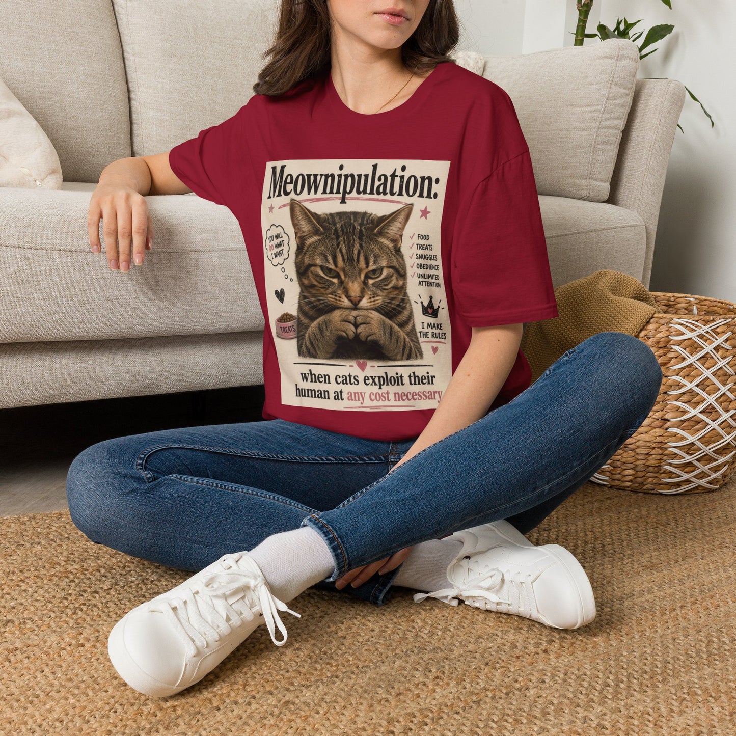 Meownipulation cat design T-Shirt | Funny Tabby Cat Illustration