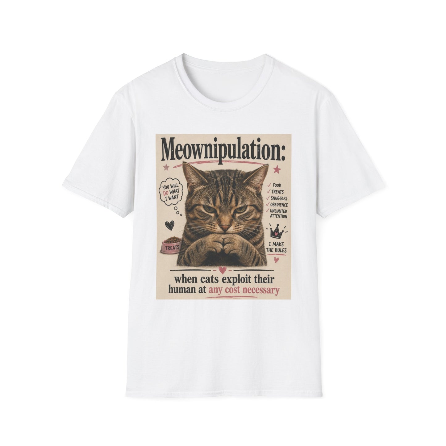Meownipulation cat design T-Shirt | Funny Tabby Cat Illustration
