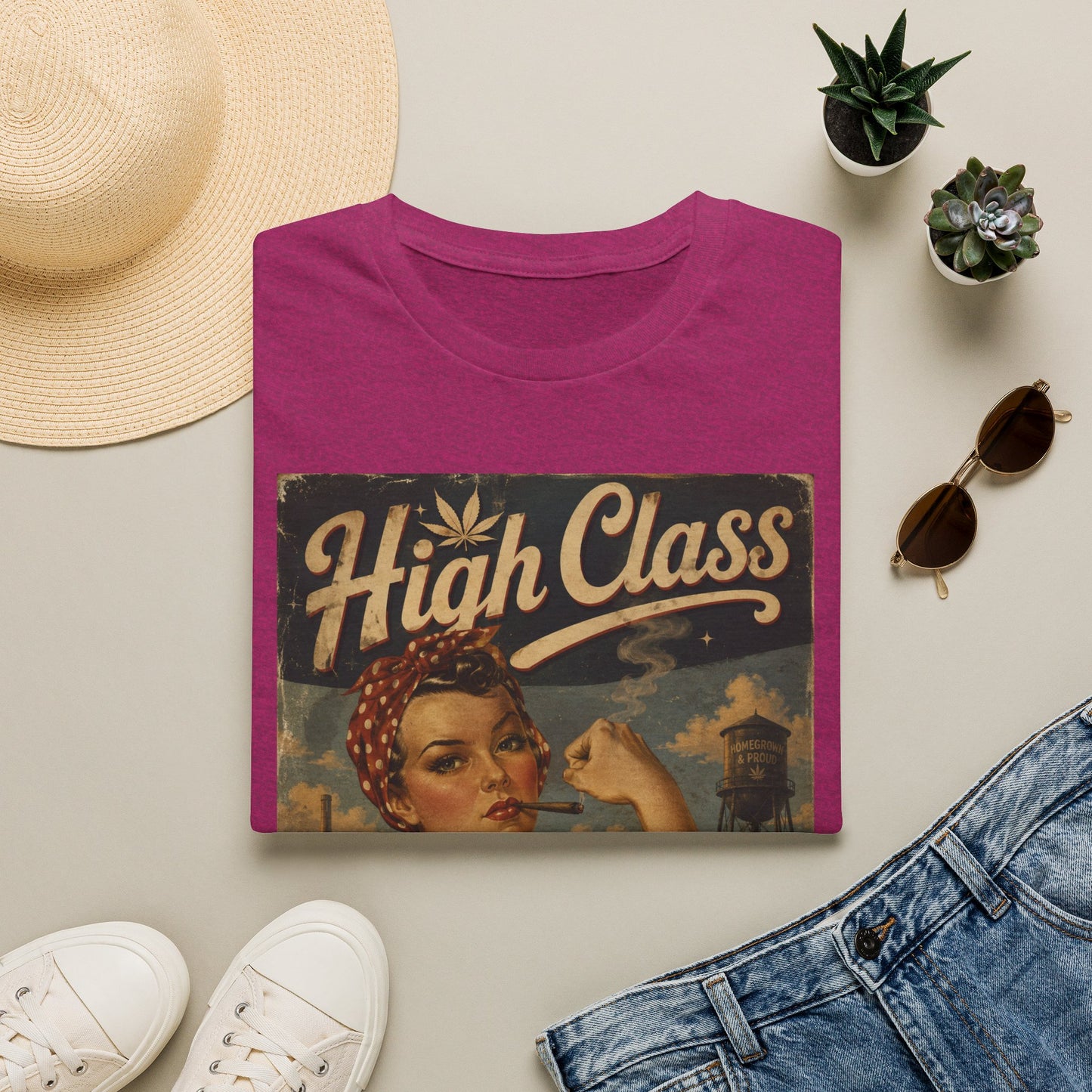 High Class Rosie the Riveter T-Shirt | Retro Feminist Vintage Artwork