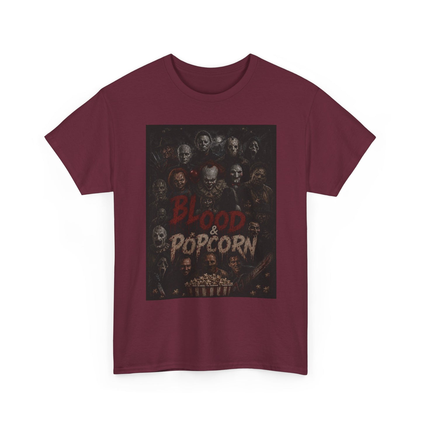 Blood & Popcorn Horror T-Shirt | Movie Night Thriller Tee