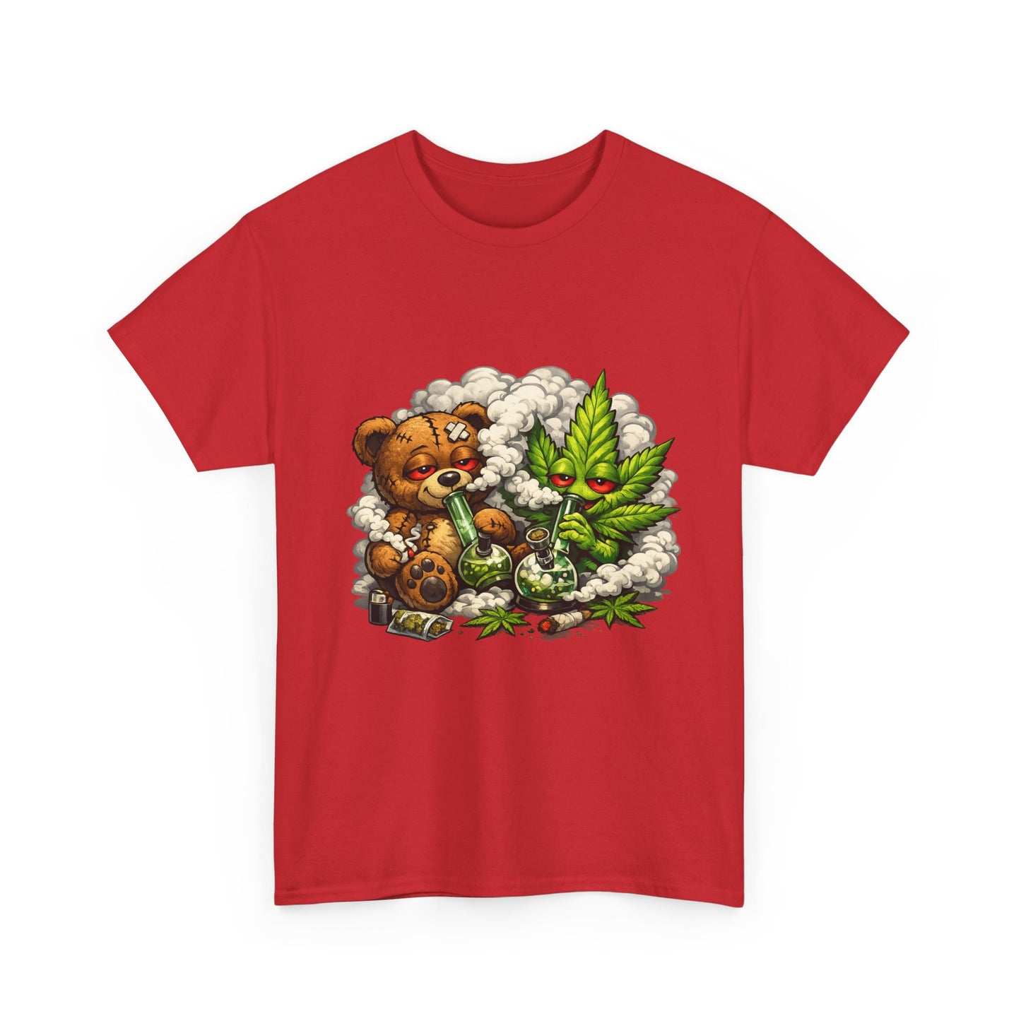 Teddy Bear and Cannabis Leaf T-Shirt | Cute Stoner Graphic Tee