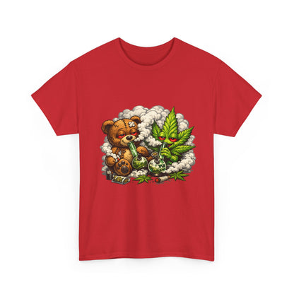 Teddy Bear and Cannabis Leaf T-Shirt | Cute Stoner Graphic Tee