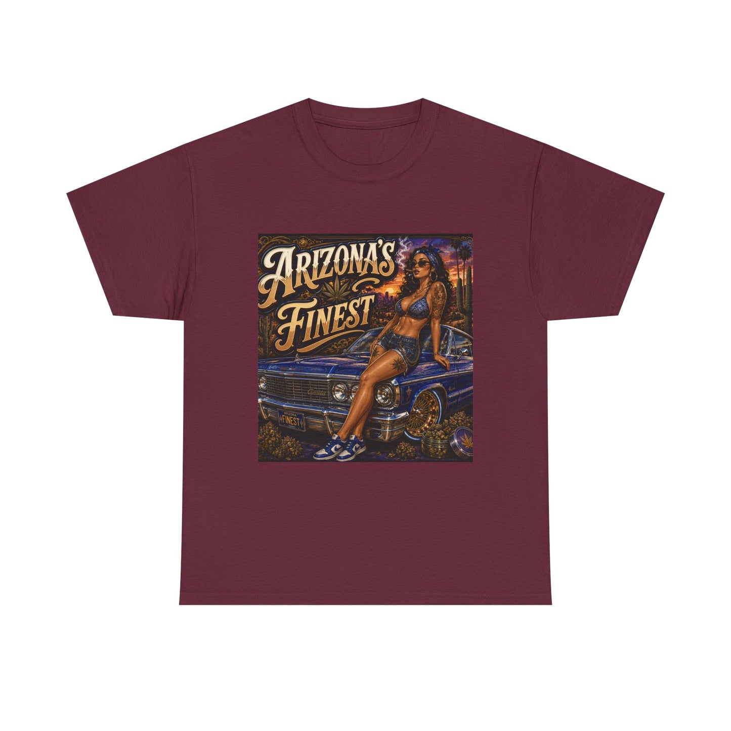 Arizona's Finest Pinup Car Tee | Lowrider, Retro Desert Vibe