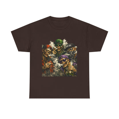 Smoking Zombie Crew Tee | Skeleton Gang Illustration, Streetwear Horror