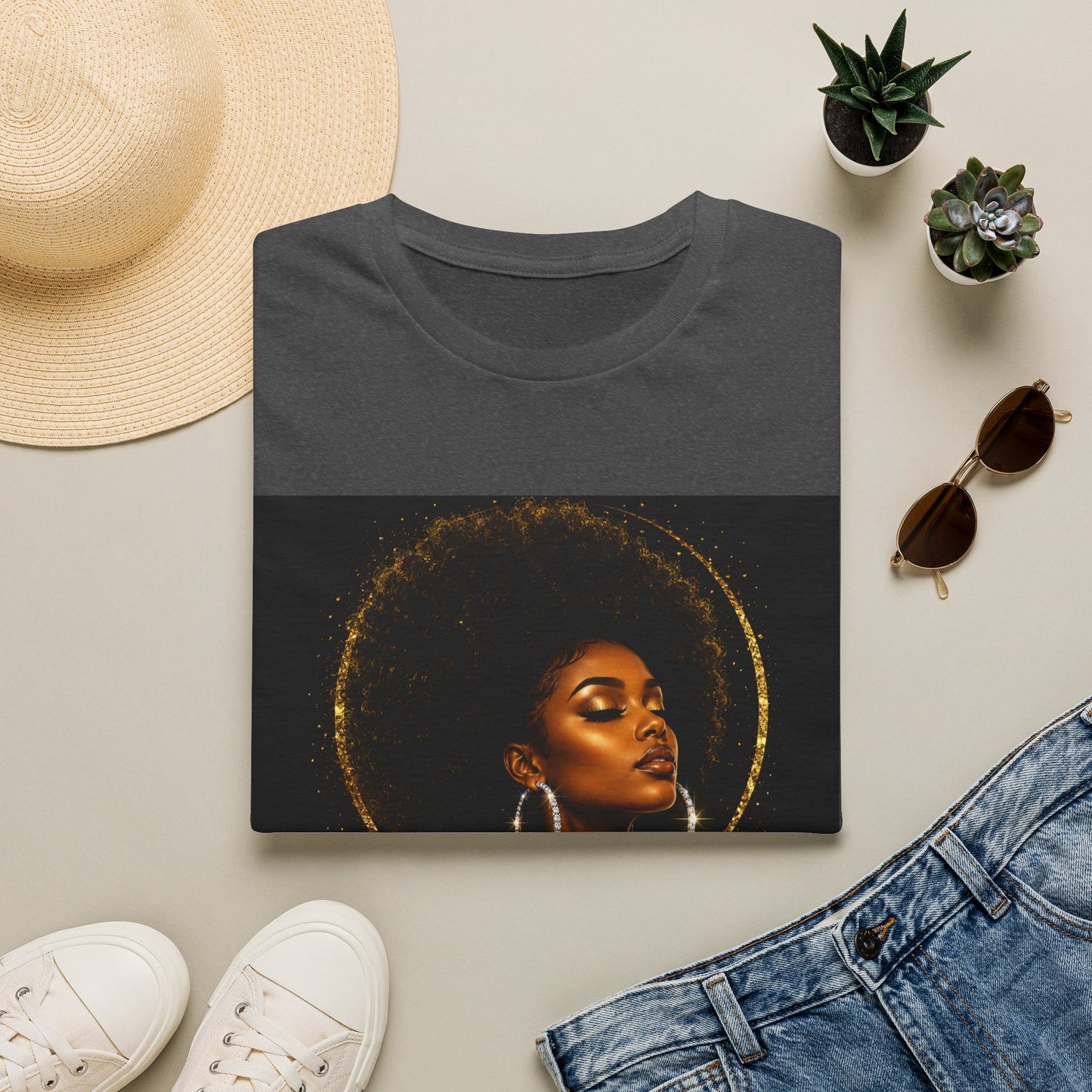 Melanated Goddess T-Shirt | Afrocentric Black Woman Art