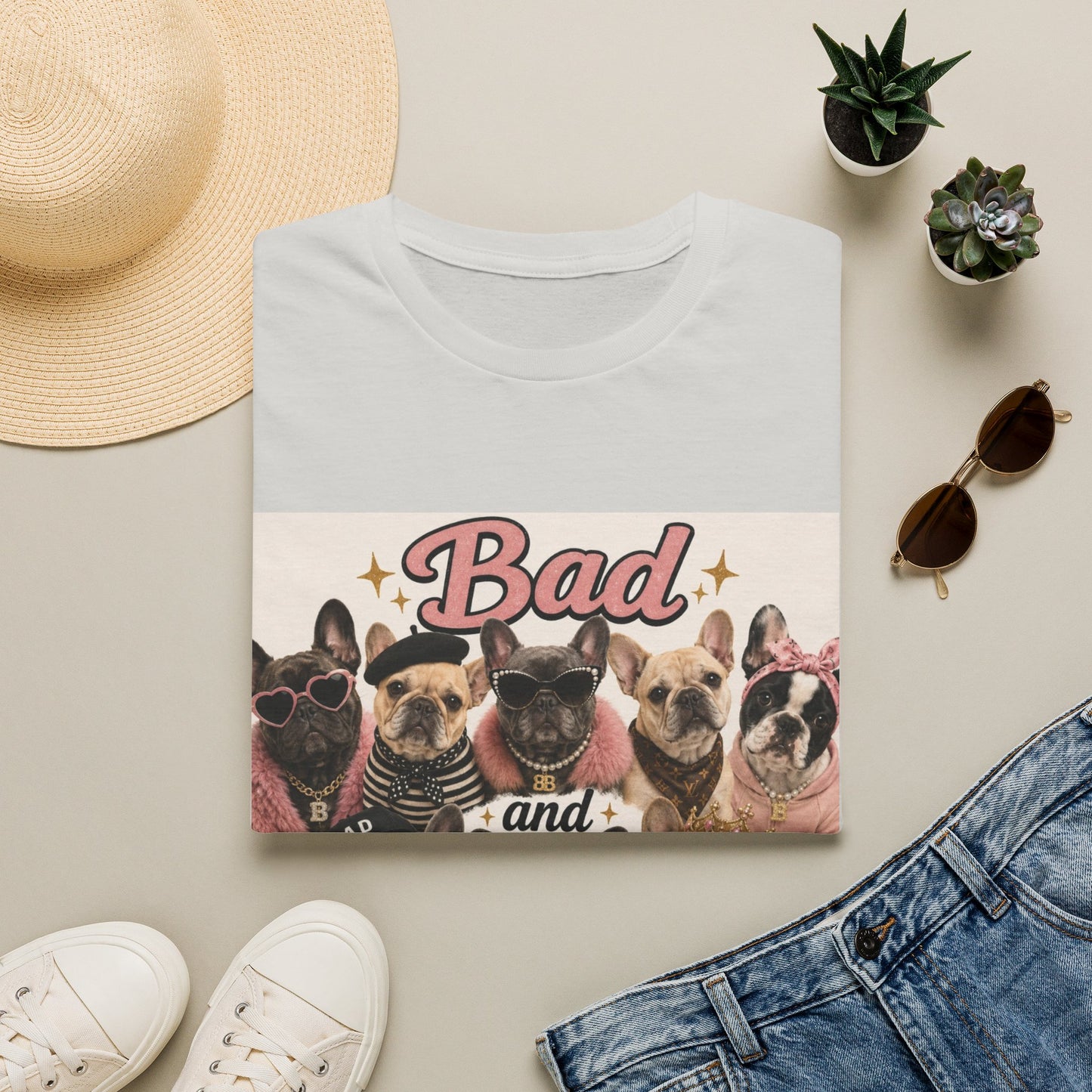 Bad and Boujee Dogs T-Shirt | Cute French Bulldog Pug Portraits