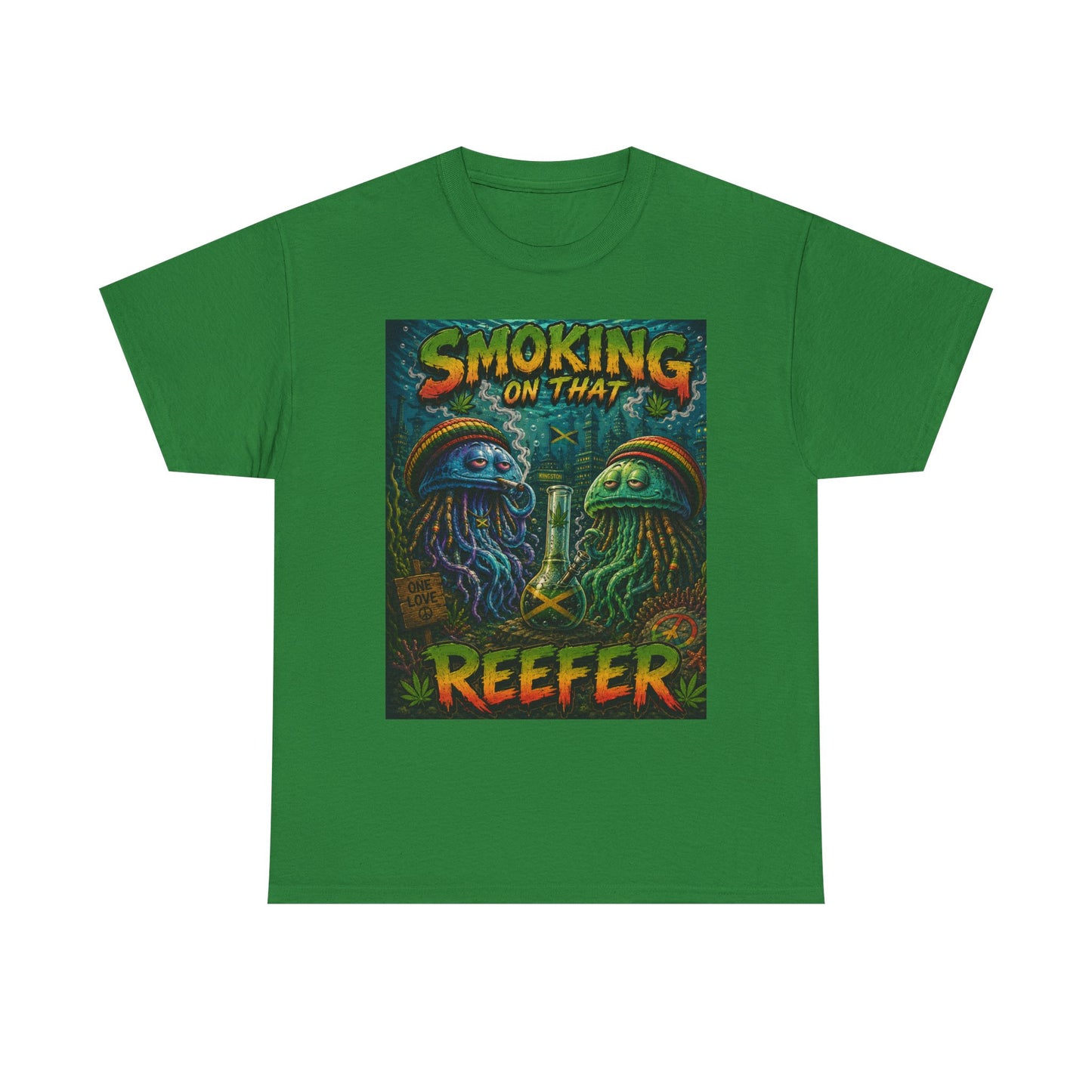 Smoking on That Reefer T-Shirt | Psychedelic Jellyfish Illustration, Cannabis Art