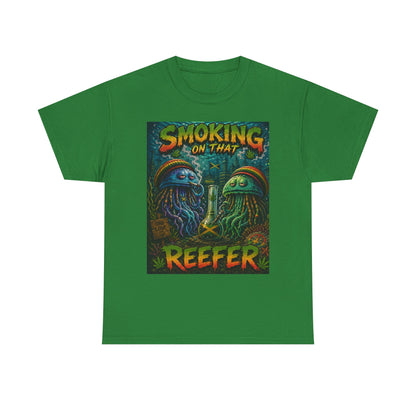 Smoking on That Reefer T-Shirt | Psychedelic Jellyfish Illustration, Cannabis Art