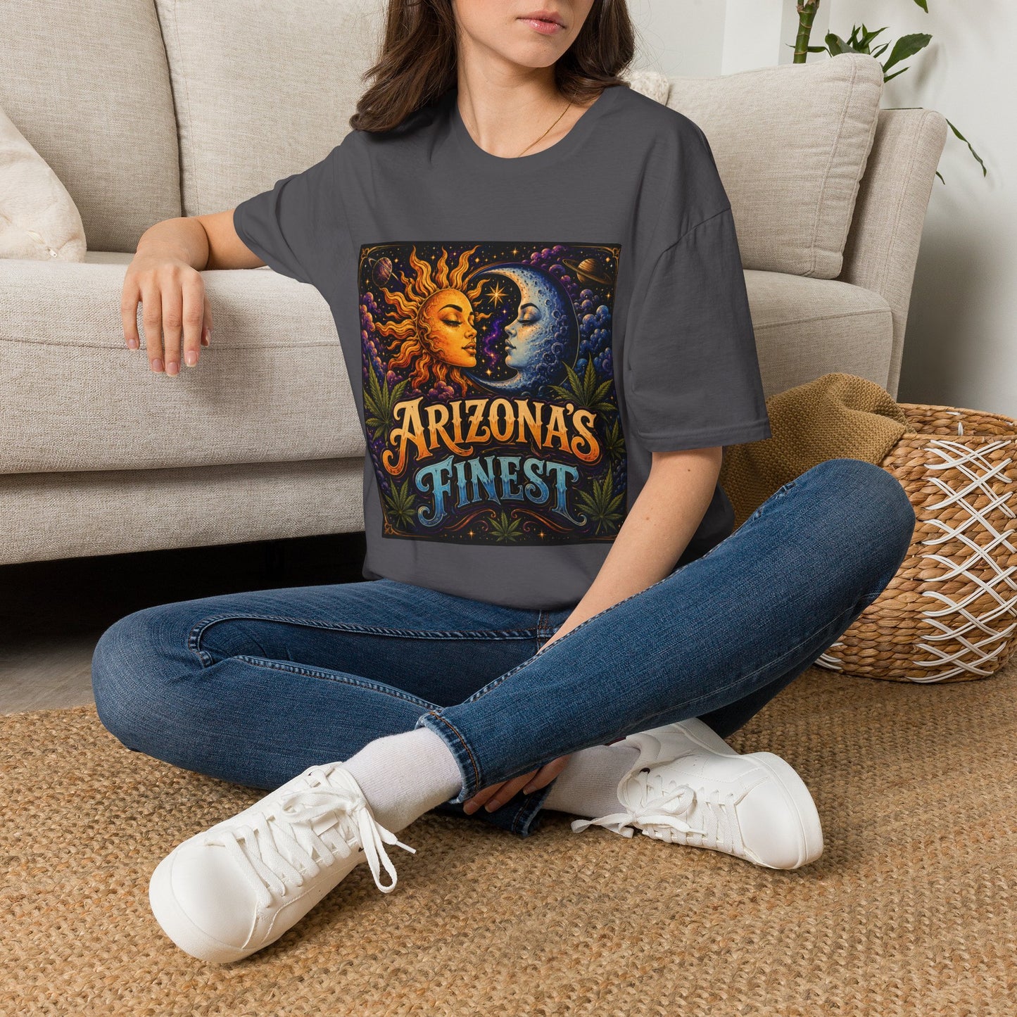 Sun and Moon Arizona's Finest T-Shirt | Celestial Sunface Moonface Tee