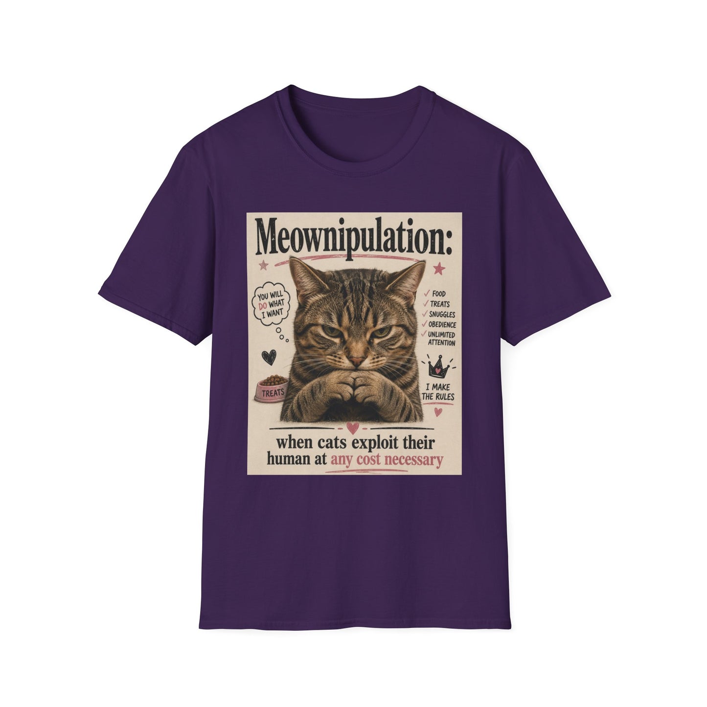 Meownipulation cat design T-Shirt | Funny Tabby Cat Illustration