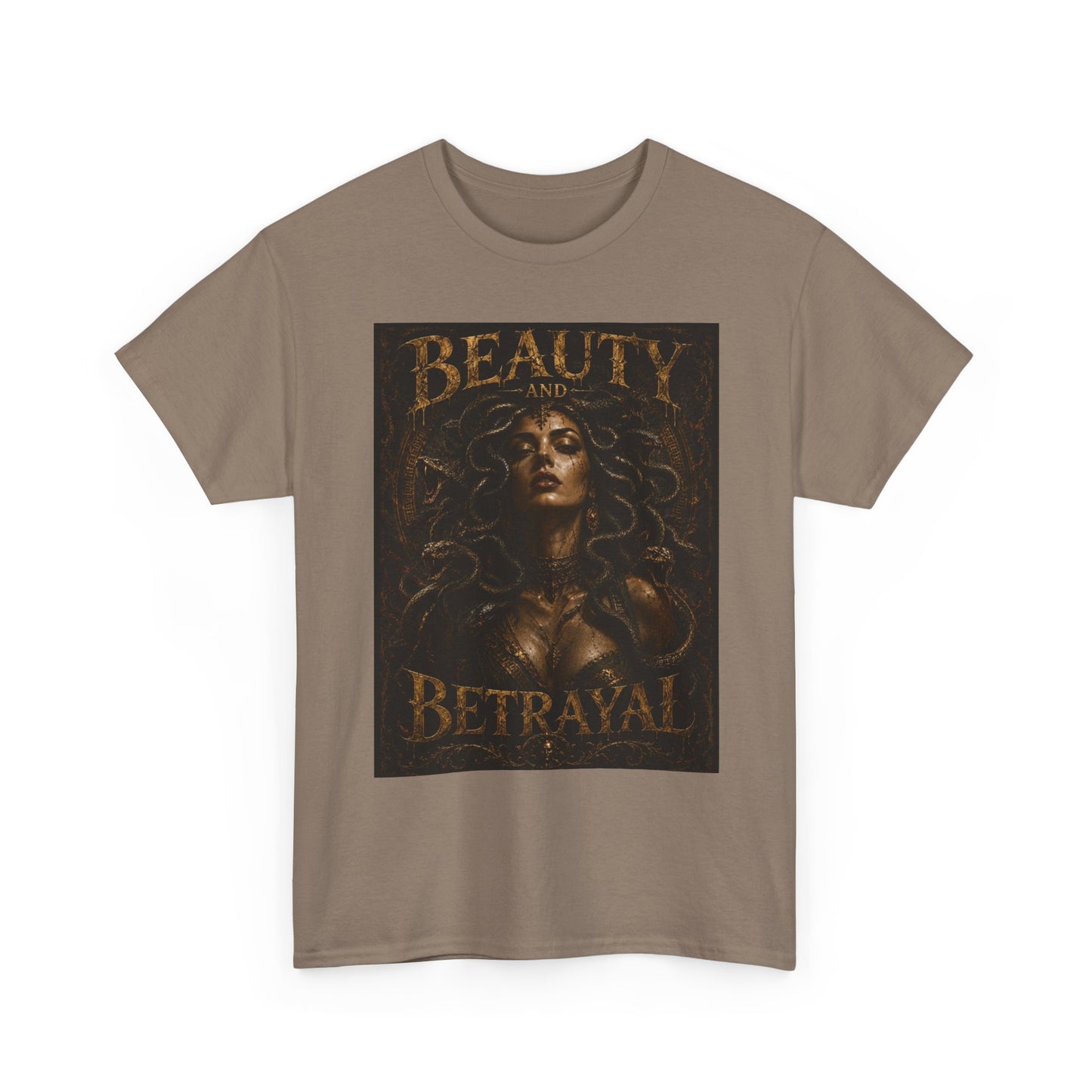 Beauty and Betrayal T-Shirt | Medusa-Inspired Portrait, Dark Mythical Art