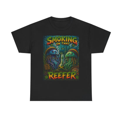 Smoking on That Reefer T-Shirt | Psychedelic Jellyfish Illustration, Cannabis Art