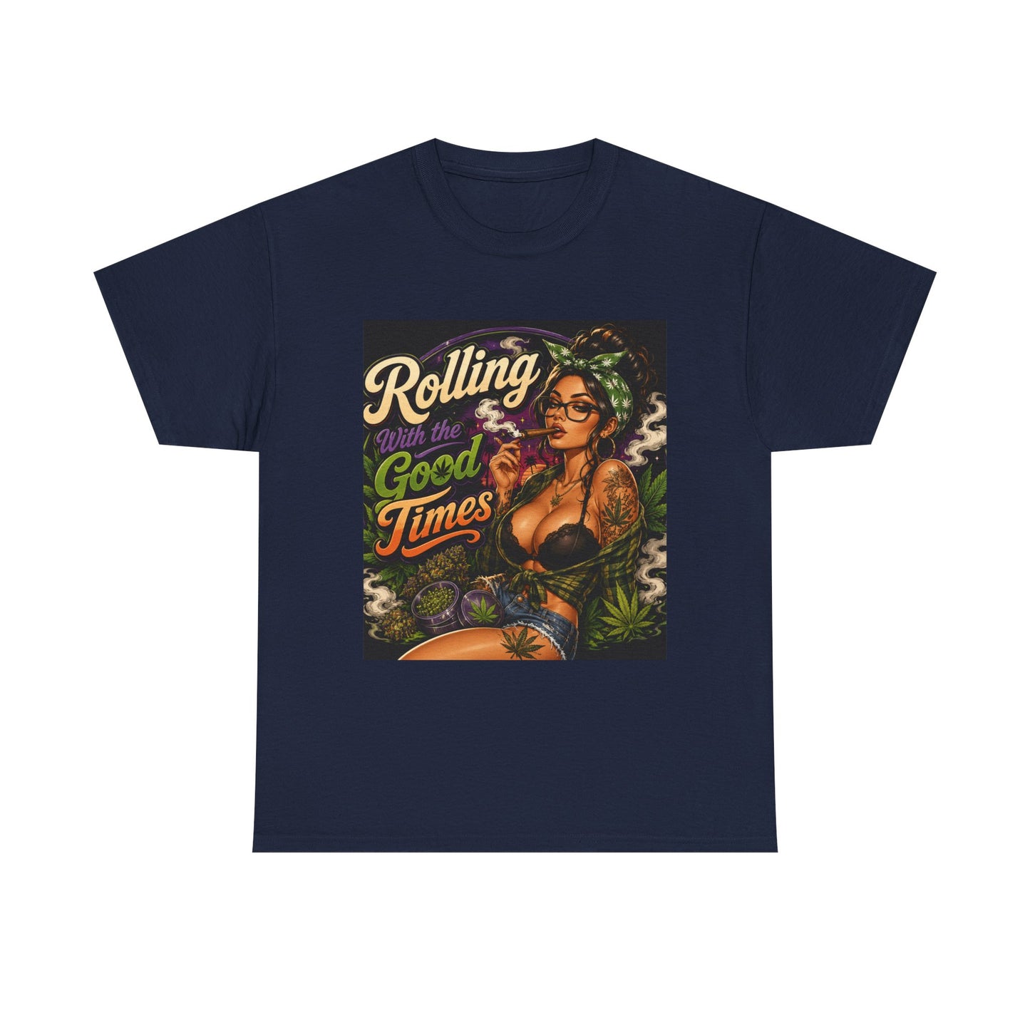 Rolling Good Times tee | Retro Pinup Cannabis Graphic T-Shirt