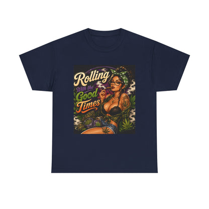 Rolling Good Times tee | Retro Pinup Cannabis Graphic T-Shirt