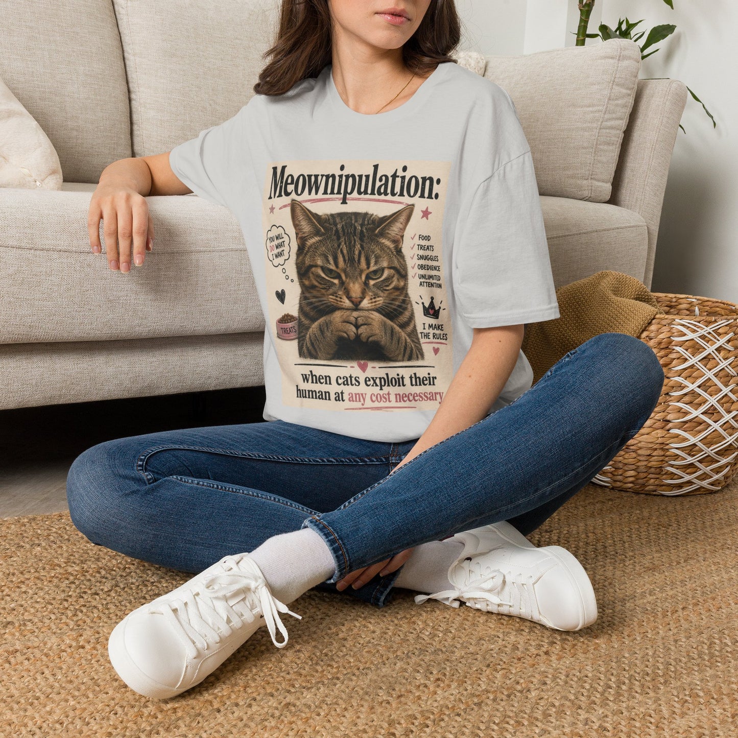 Meownipulation cat design T-Shirt | Funny Tabby Cat Illustration