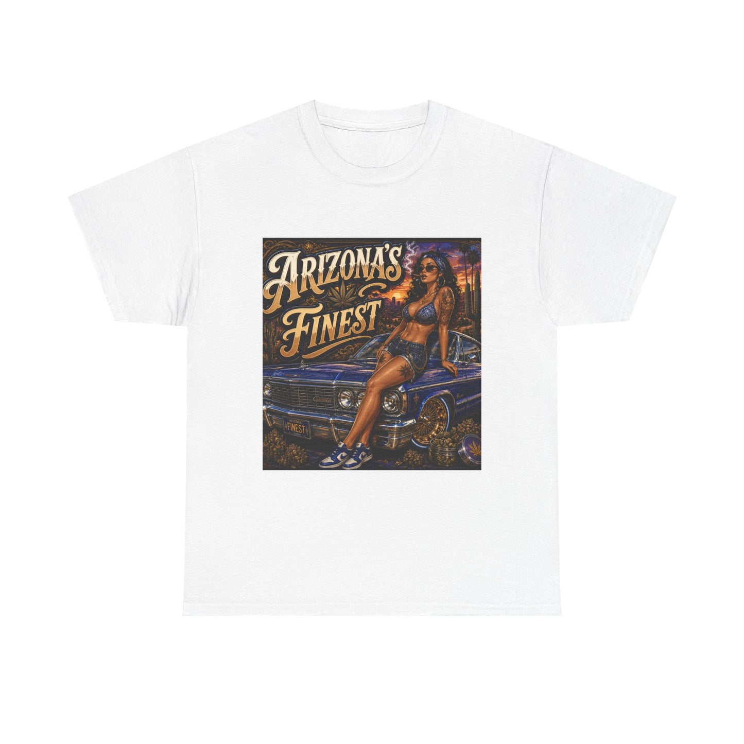 Arizona's Finest Pinup Car Tee | Lowrider, Retro Desert Vibe