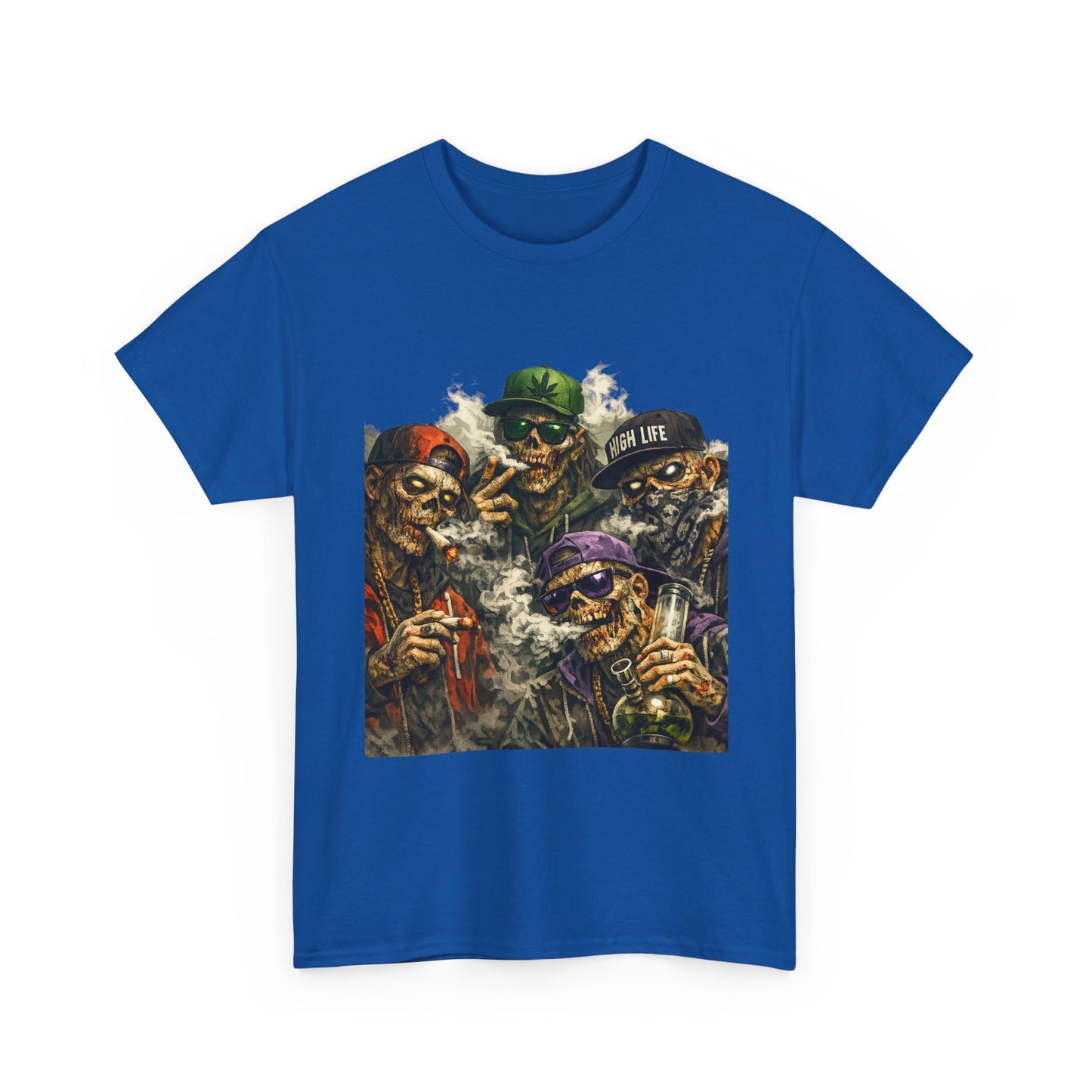 Smoking Zombie Crew Tee | Skeleton Gang Illustration, Streetwear Horror