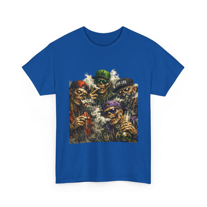 Smoking Zombie Crew Tee | Skeleton Gang Illustration, Streetwear Horror