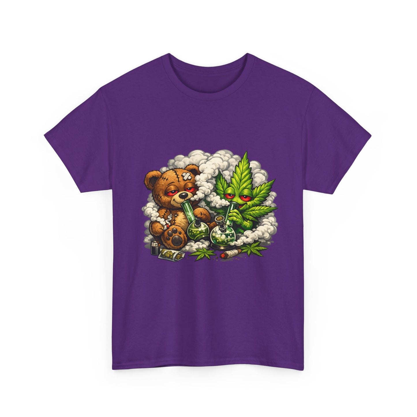 Teddy Bear and Cannabis Leaf T-Shirt | Cute Stoner Graphic Tee