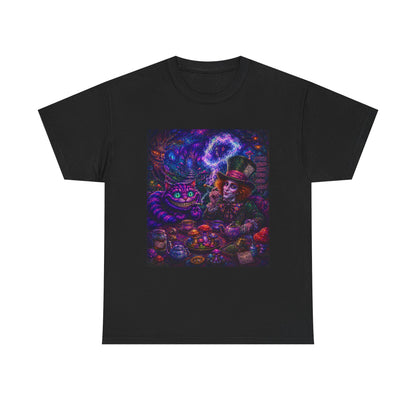 We're all high here Tee | Psychedelic Alice in Wonderland Art