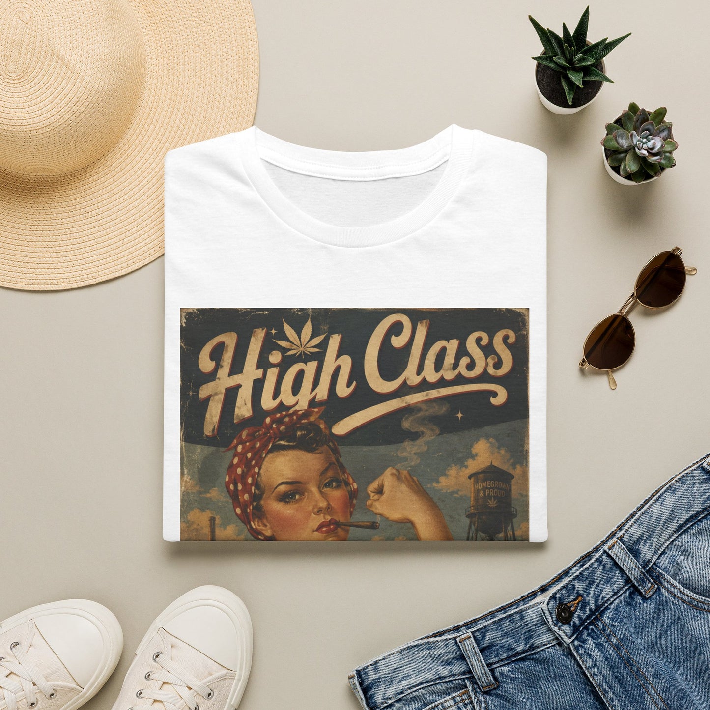 High Class Rosie the Riveter T-Shirt | Retro Feminist Vintage Artwork