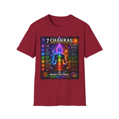 7 Chakras Energy Centers T-Shirt | Chakra Alignment Illustration