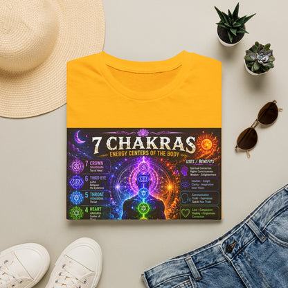 7 Chakras Energy Centers T-Shirt | Chakra Alignment Illustration