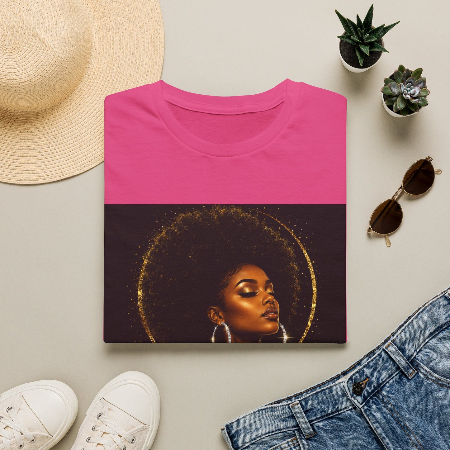 Melanated Goddess T-Shirt | Afrocentric Black Woman Art