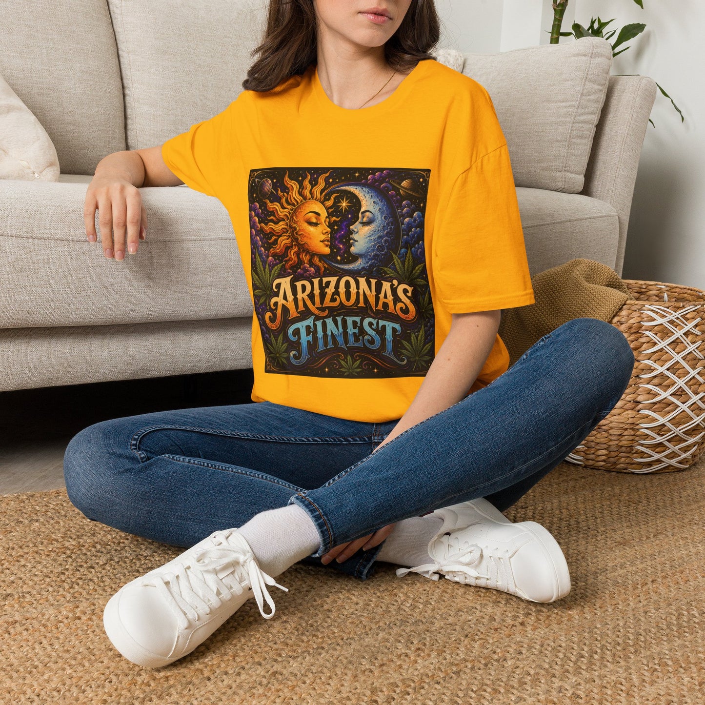 Sun and Moon Arizona's Finest T-Shirt | Celestial Sunface Moonface Tee