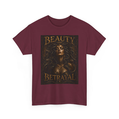 Beauty and Betrayal T-Shirt | Medusa-Inspired Portrait, Dark Mythical Art