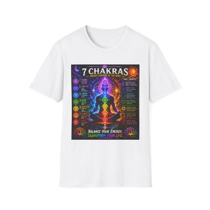 7 Chakras Energy Centers T-Shirt | Chakra Alignment Illustration