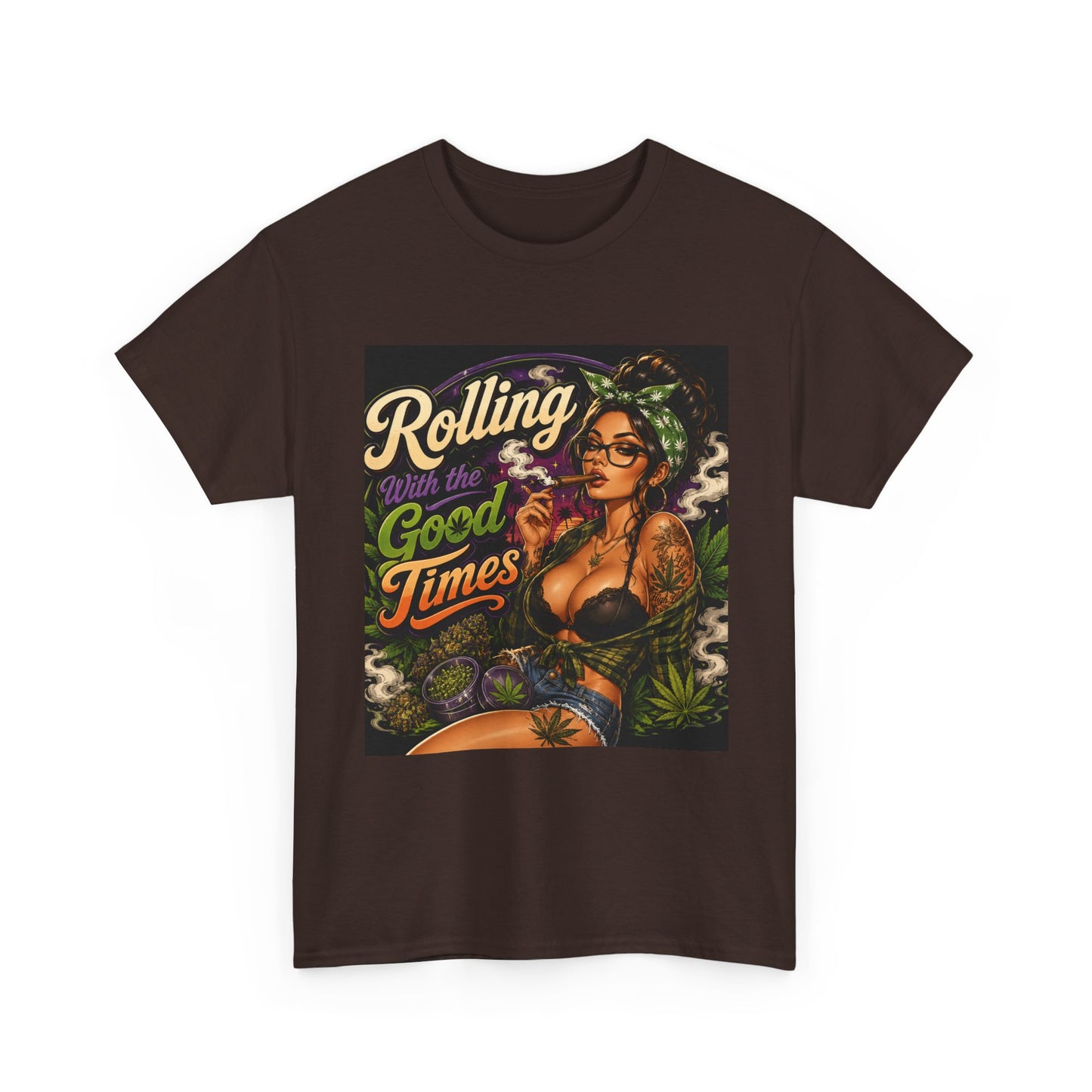 Rolling Good Times tee | Retro Pinup Cannabis Graphic T-Shirt