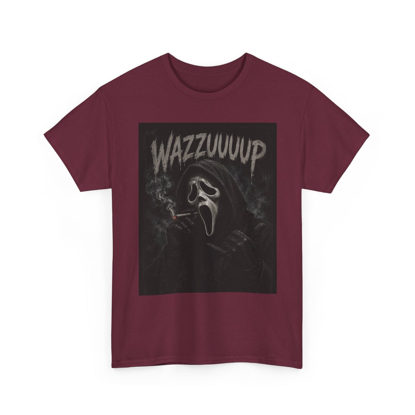 Wazzzuuup Ghost Face Tee | Horror Movie Mask T-Shirt