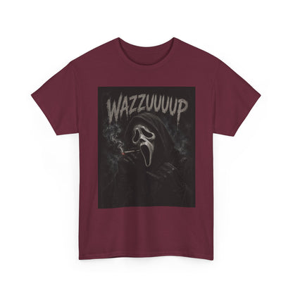 Wazzzuuup Ghost Face Tee | Horror Movie Mask T-Shirt