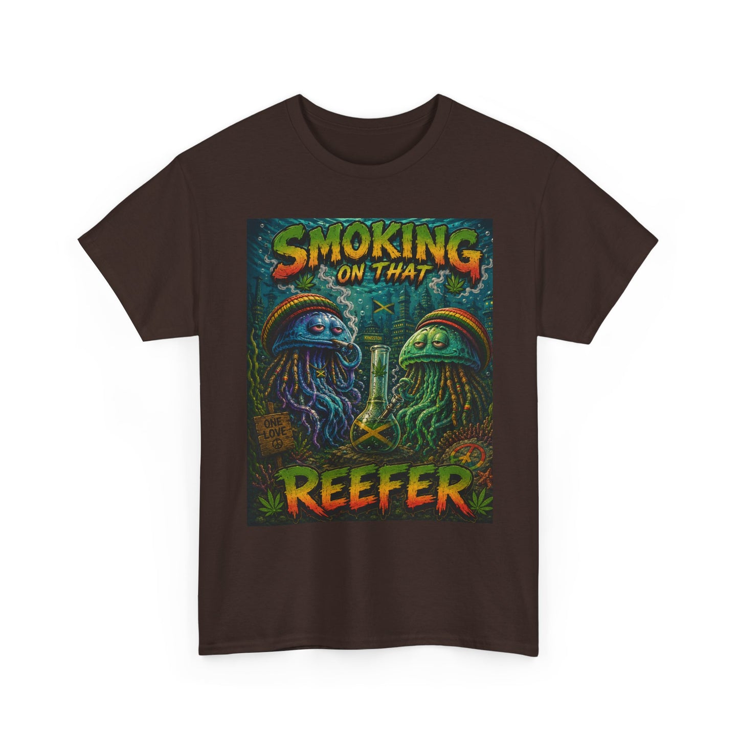 Smoking on That Reefer T-Shirt | Psychedelic Jellyfish Illustration, Cannabis Art
