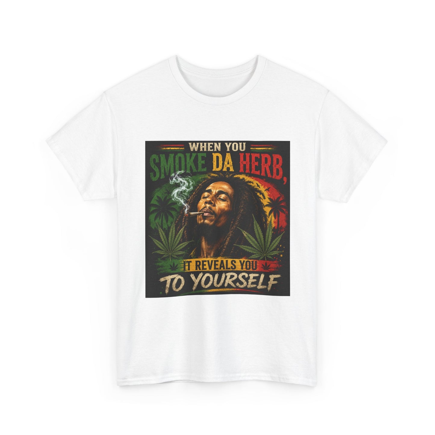 Smoke Da Herb T-Shirt | Rasta Weed Leaf Smoking Graphic Tee