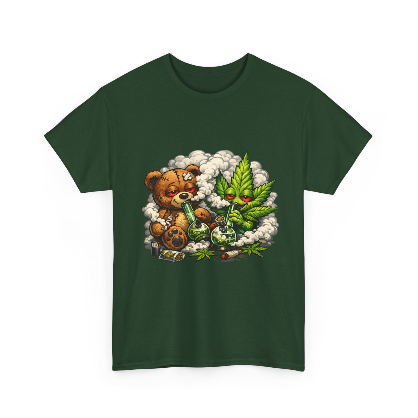 Teddy Bear and Cannabis Leaf T-Shirt | Cute Stoner Graphic Tee